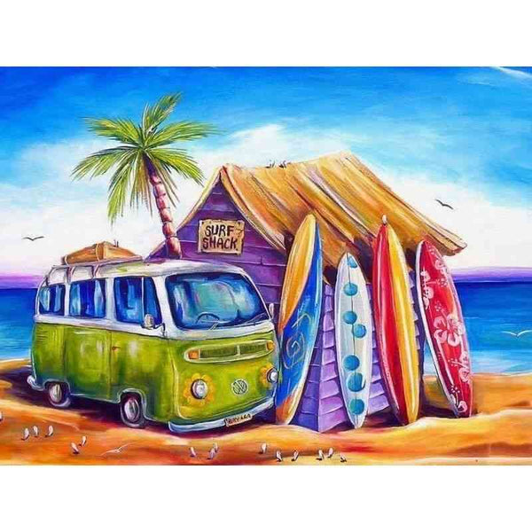 Diamond painting - Volkswagen bus aan het strand