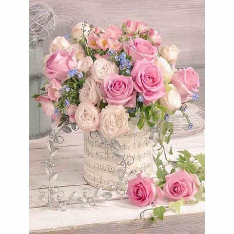 Diamond painting - Bloemen met muziekvaas