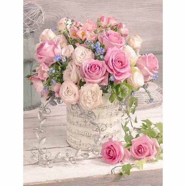 Diamond painting - Bloemen met muziekvaas