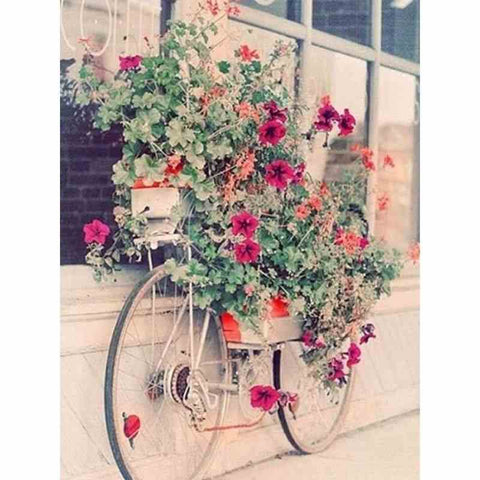 Diamond painting - Fiets bedekt met bloemen