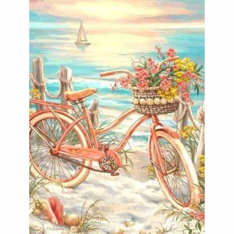 Diamond painting - Geschilderde fiets met bloemen