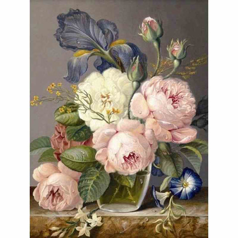 Diamond painting- Kleurrijke geschilderde bos bloemen