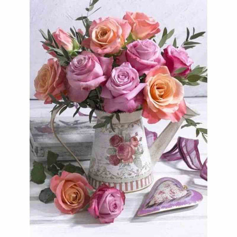 Diamond painting - Rozen in karakteristieke vaas