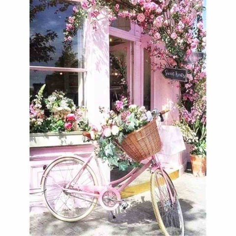 Diamond painting - Vrolijke fiets met veel bloemen