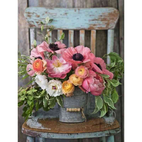 Diamond painting - Bloemen op stoel