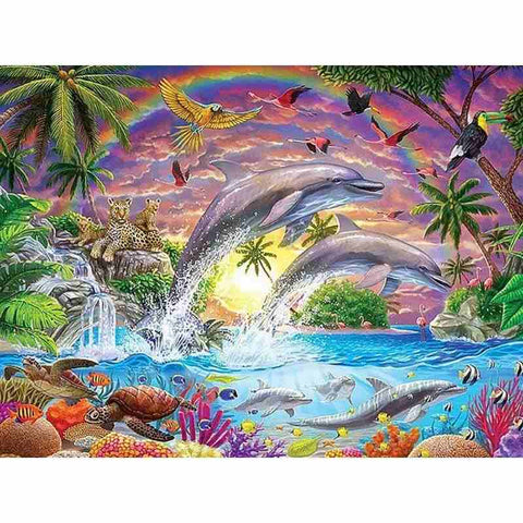 Diamond painting - Dolfijnen met regenboog