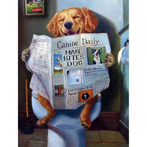 Diamond painting - Hond op toilet
