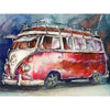 Diamond painting - Tekening van rode VW bus