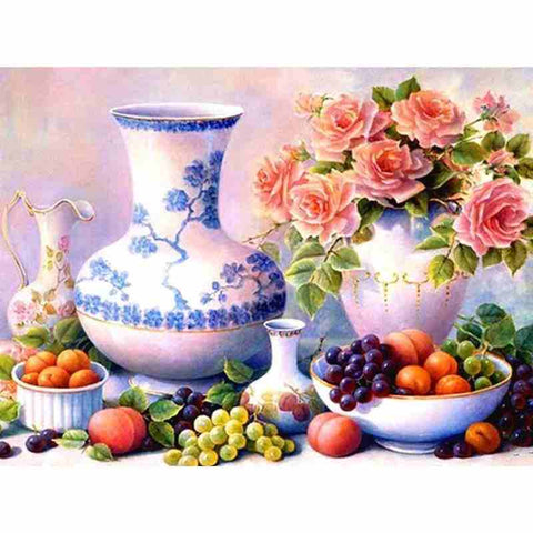 Diamond painting -  Veel fruit en rozen